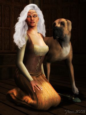 Beli
A friend asked me for a picture of Beli, a NPC from a roleplaying campaign. Here is the pictuer of Beli, the blind seer and her dog.
Trefwoorden: Seer dog fantasy roleplay